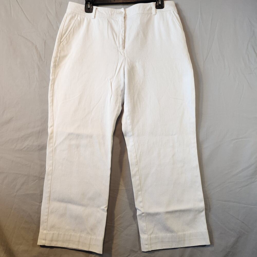 Duck Head White Textured Pique Waffle Weave Crop Chino Pants - Size 14